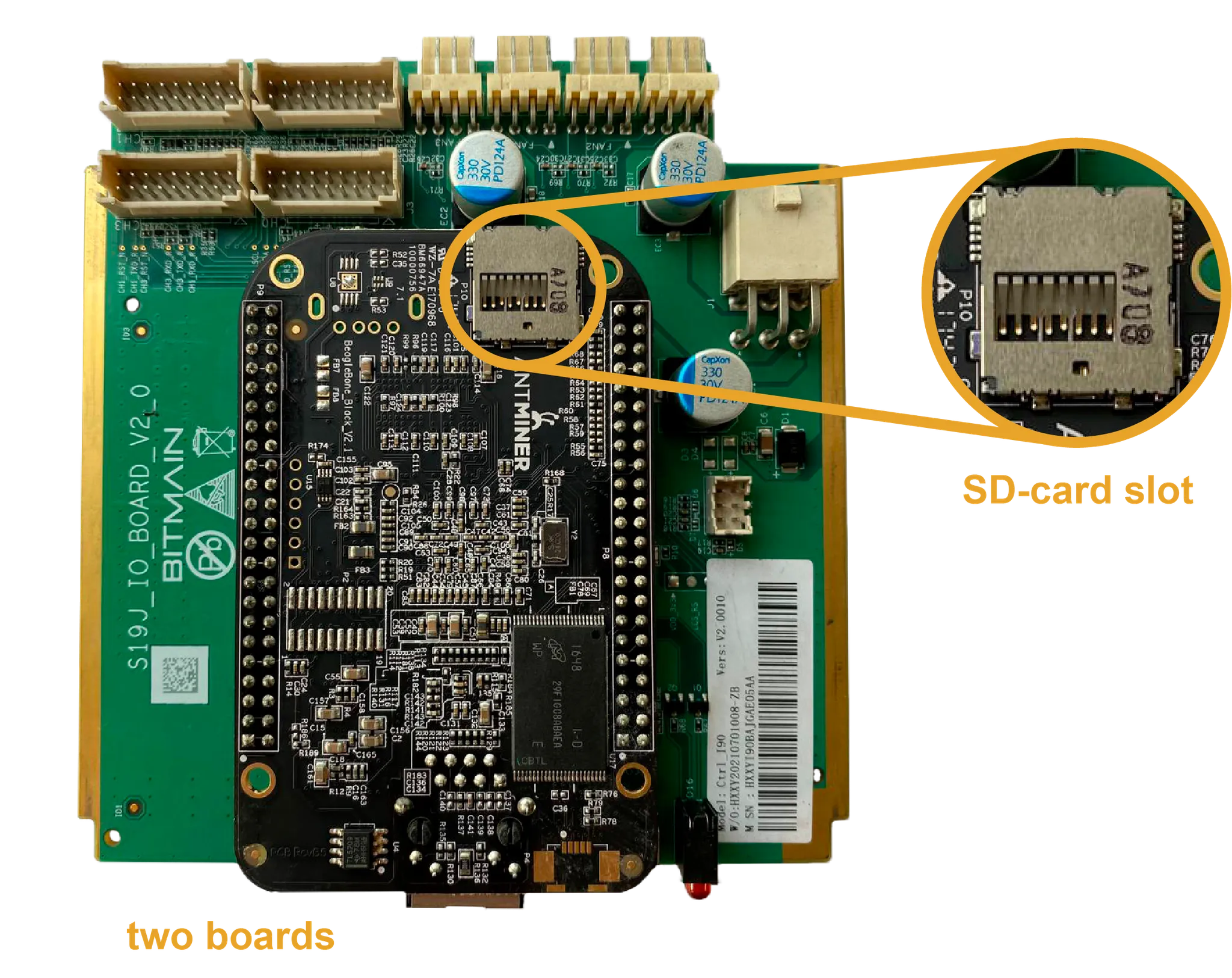 BeagleBone Antminer control board and identifying features